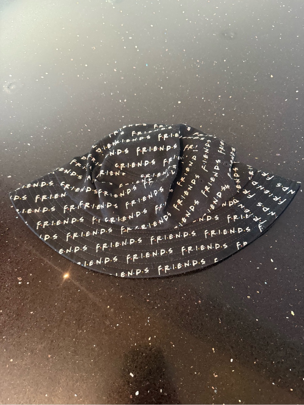 FRIENDS Black Bucket Hat with White Logo Print
